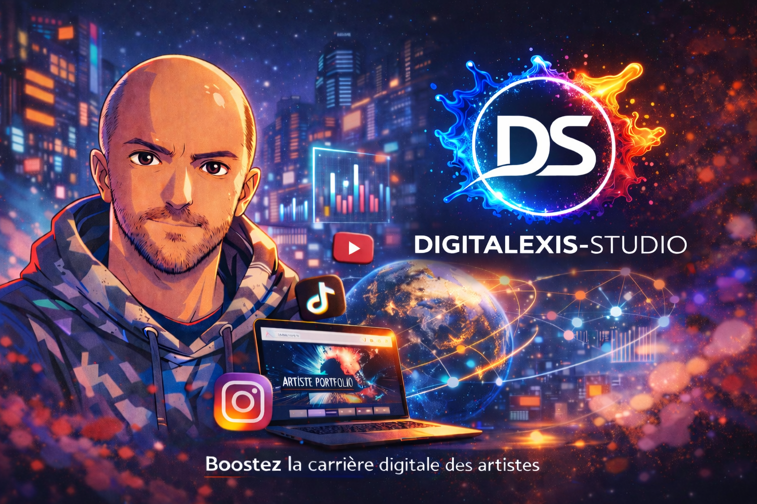 Univers Digitalexis-Studio autour de la creation web, du contenu et de la presence digitale.