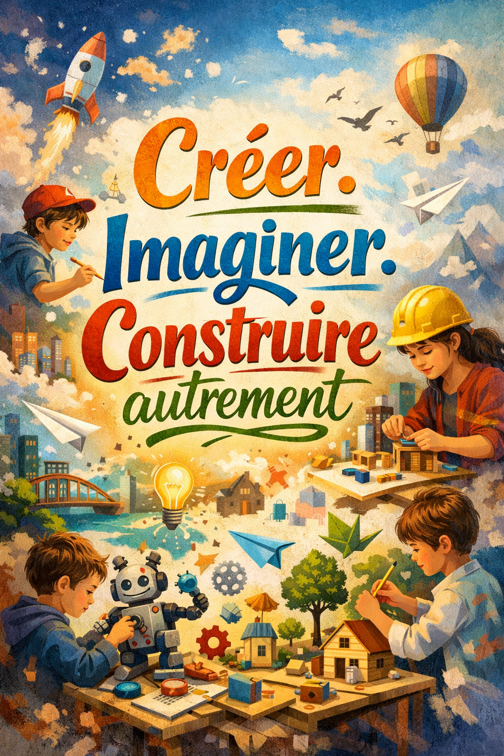 Visuel inspiration autour de la creation, de l'imagination et de la construction.