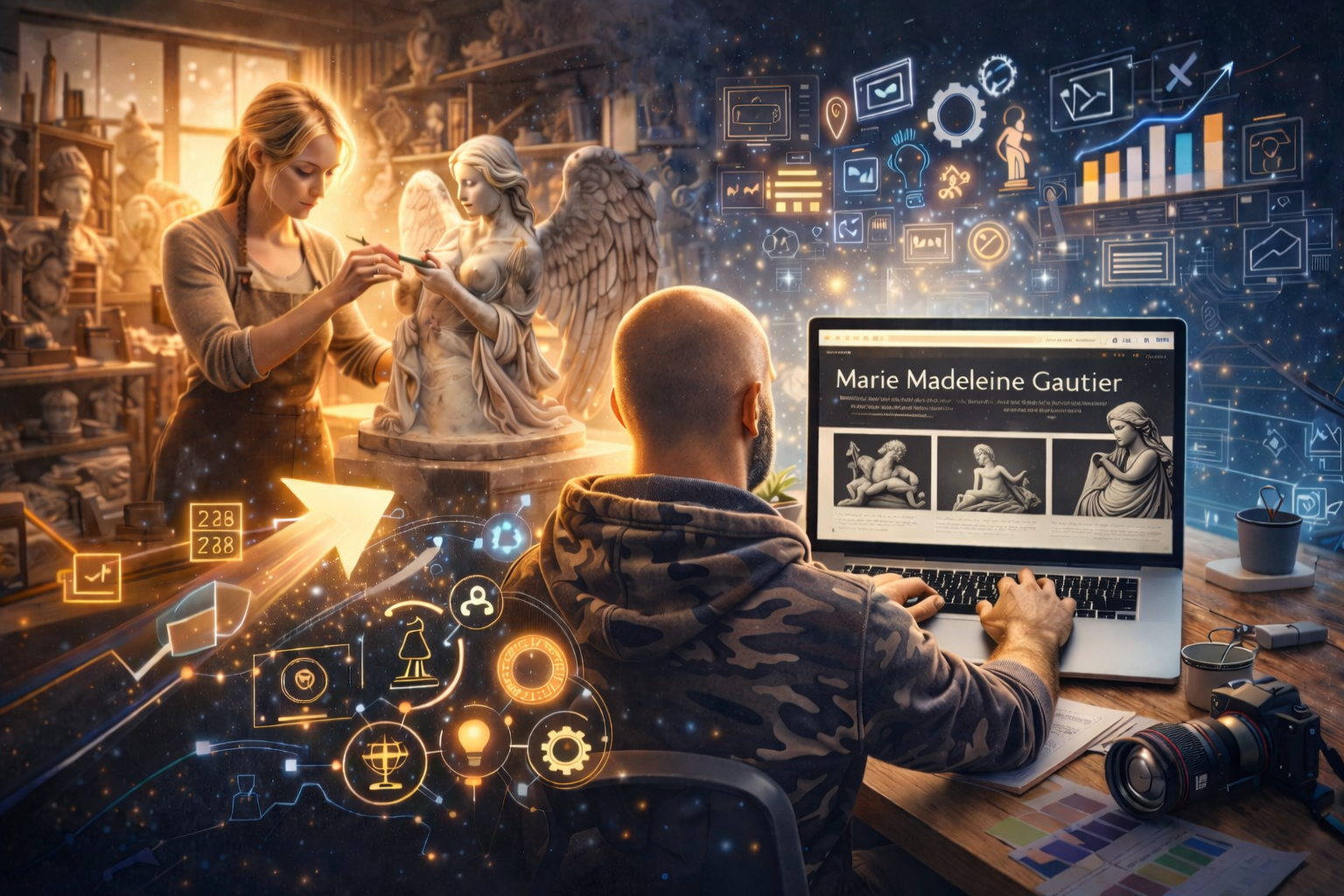 Collaboration digitale autour du site de l'artiste sculptrice Marie-Madeleine Gautier.